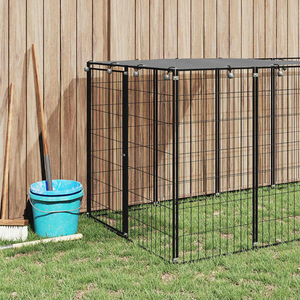 vidaXL Dog Kennel Black 330x110x110 cm Steel