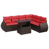 vidaXL 7 Piece Garden Sofa Set with Cushions Brown Poly Rattan Acacia