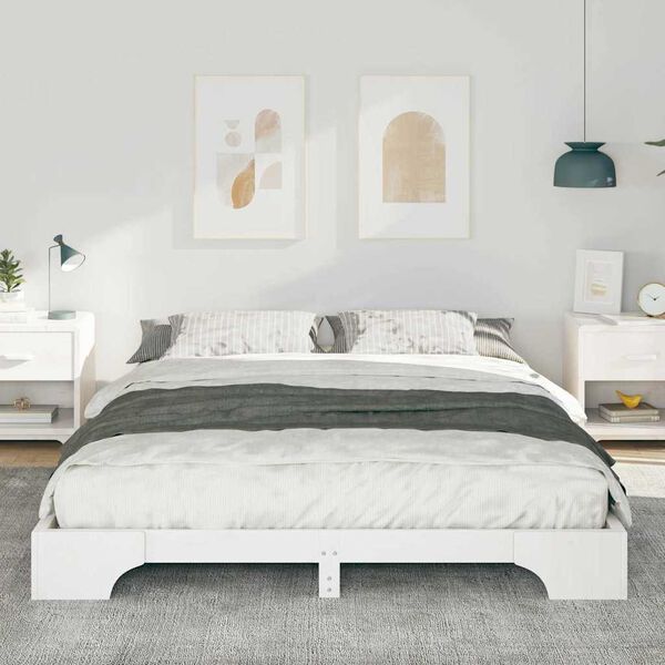 vidaXL Bed Frame White 160 x 220 cm Solid Pine Wood