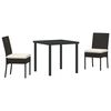 vidaXL Garden Dining Set 3 pcs Cream Powder-Coated Steel