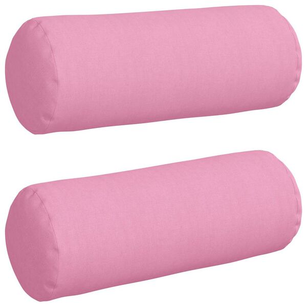vidaXL Bolster Pillows 2 pcs Pink Ø 25 x 70 cm Fabric