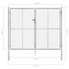 vidaXL Garden Gate Galvanised Steel 300x200 cm Silver