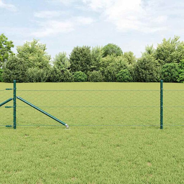 vidaXL Fence Post Green 100 x 0.5 m (50 mm mesh) Steel and PVC