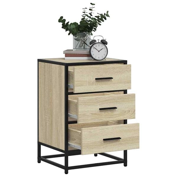 vidaXL Bedside Cabinet Sonoma Oak 40x34.5x60 cm Engineered Wood and Metal