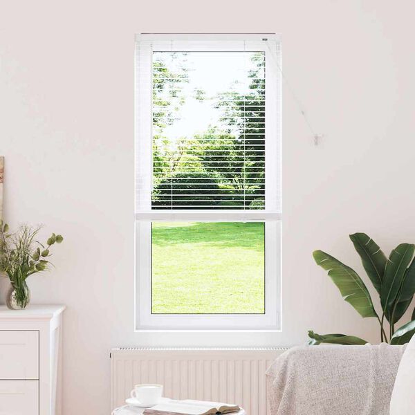 vidaXL Window Blind with Curtains Manual White Aluminium