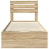 vidaXL Bed Frame with Drawer Sonoma Oak 90 x 200 cm Engineer Wood