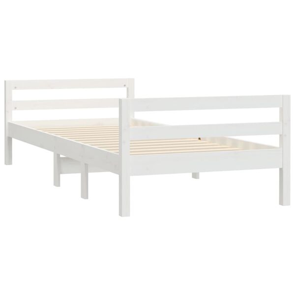 vidaXL Bed Frame without Mattress White 75x190 cm Small Single Solid Wood Pine