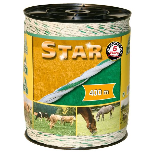 Kerbl Electric Fence Rope Star 400 m White and Green 44528