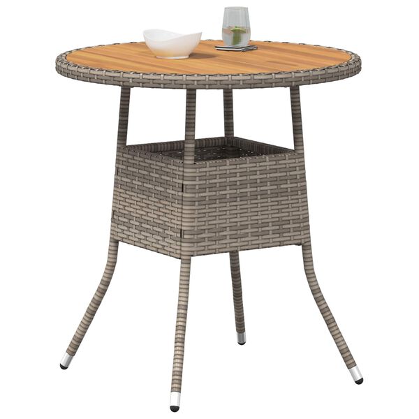 vidaXL Dinner Table Grey and Acacia 70 x 70 x 73 cm Solid Acacia Wood