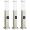 vidaXL Bollard Lights with Outlet 3 pcs 50 cm Stainless Steel IP44