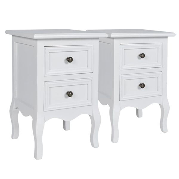 vidaXL Nightstands 4 pcs with 2 Drawers MDF White