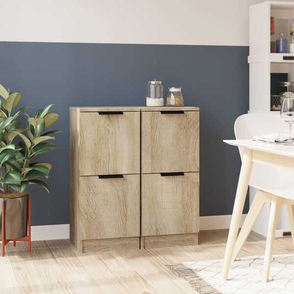 vidaXL Sideboards 2 pcs Sonoma Oak 30x30x70 cm Engineered Wood