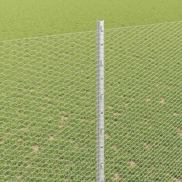 vidaXL Fence and Post Silver 1.6 x 50 m Steel