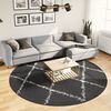 vidaXL Shaggy Rug PAMPLONA High Pile Modern Black and Cream &Oslash; 240 cm