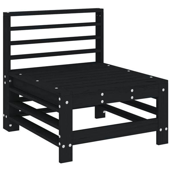 vidaXL Garden Middle Sofa Black Solid Wood Pine