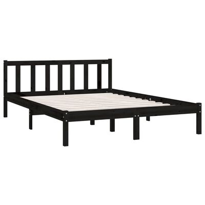 vidaXL Bed Frame Black Solid Pinewood 160x200 cm