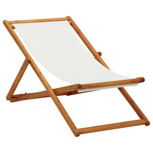 vidaXL Folding Chair Eucalyptus Wood and Fabric Cream White