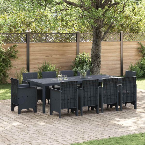 vidaXL Garden Dining Set 11 pcs Anthracite Polypropylene