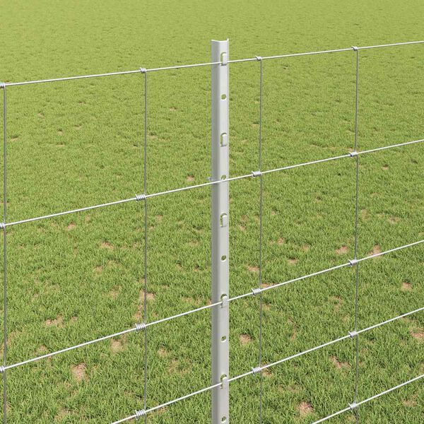 vidaXL Fence with Post Silver 1.6 x 25 m Steel