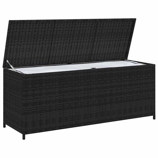 vidaXL Garden Storage Box Black 150x50x60 cm Poly Rattan