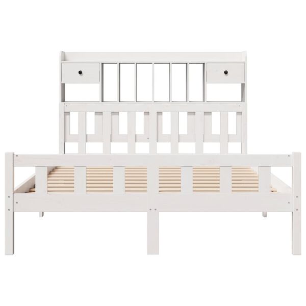 vidaXL Bookcase Bed without Mattress White 150x200 cm King Size Solid Wood Pine