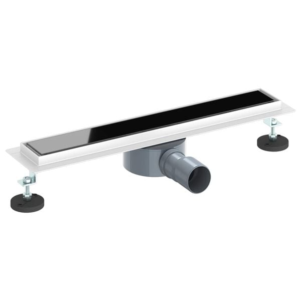 vidaXL Shower Drain Glass Cover with 360&deg; Siphon Black 50 cm