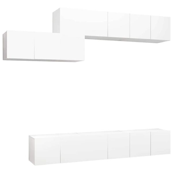 vidaXL 7 Piece TV Cabinet Set White Engineered Wood