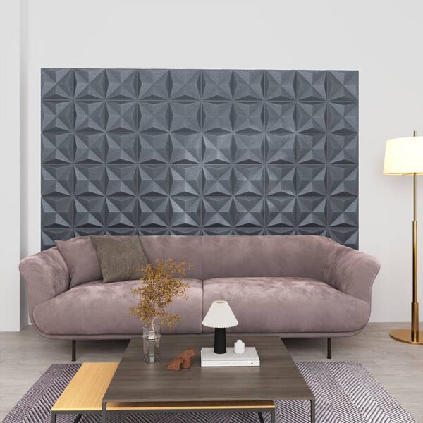 vidaXL 3D Wall Panels 48 pcs 50x50 cm Origami Grey 12 m&sup2;