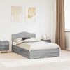 vidaXL Bed Frame with Drawer Grey Sonoma 120 x 190 cm Engineered Wood