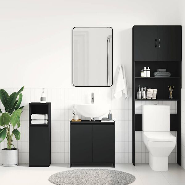 vidaXL Bathroom Cabinet Black 60x33x61 cm Engineered Wood