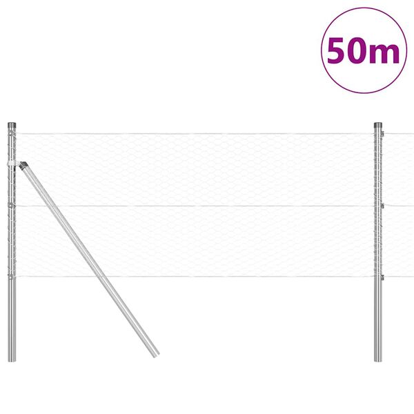 vidaXL Fence Post Silver 50 x 0.6 m (25 mm mesh) Steel