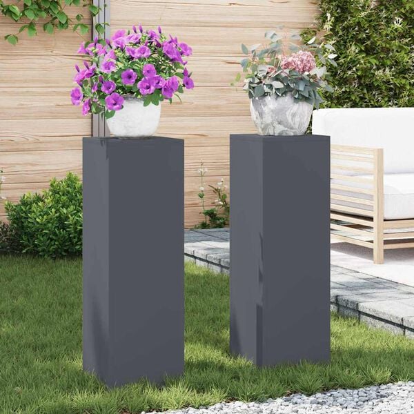 vidaXL Plant Stand 2 pcs Anthracite 24 x 24 x 75 cm Steel