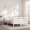 vidaXL Bed Frame without Mattress White Double Solid Wood