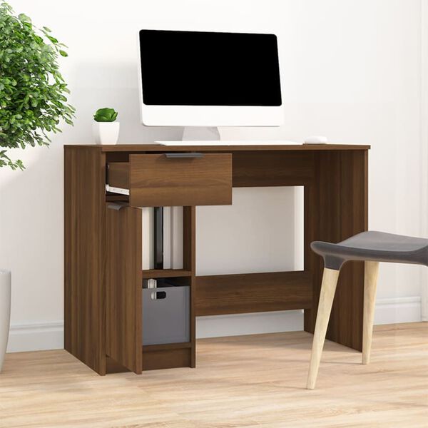 vidaXL Desk Brown Oak 100x50x75 cm Engineered Wood