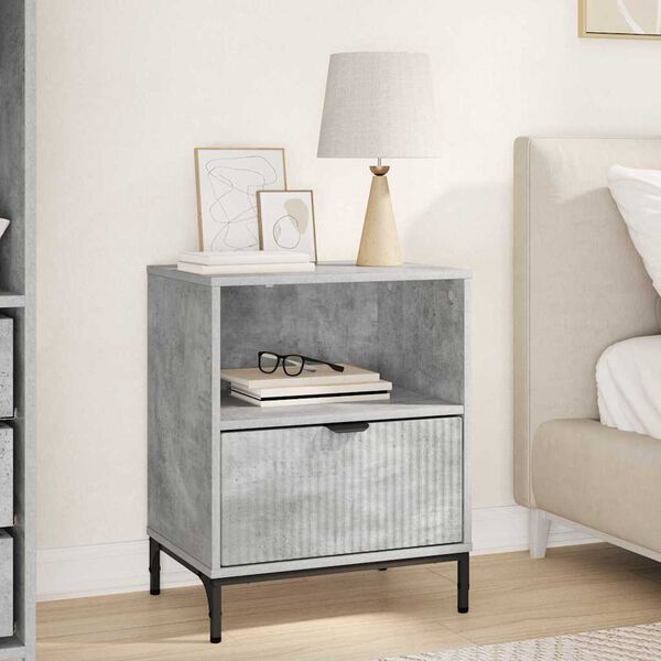 vidaXL Bedside Table Concrete grey 49 x 36 x 61 cm Engineered wood