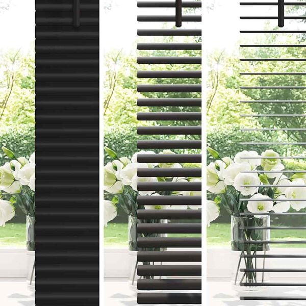 vidaXL Venetian Blinds Height Adjustable Black 220 x 160 cm Aluminium