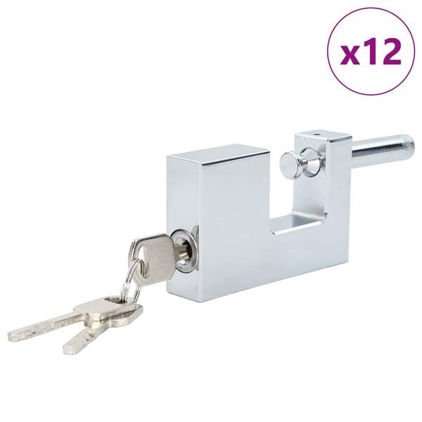 vidaXL Padlock 12 pcs Silver 8.7 x 1.9 x 5.5 cm Iron