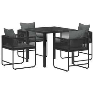 vidaXL Garden Dining Set 5 pcs Black and Anthracite Poly Rattan