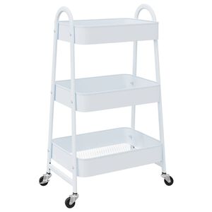 vidaXL Storage Trolley 3-Tier White 42x41.5x77 cm Steel