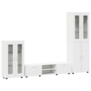 vidaXL TV Cabinet Set with Drawer FLORIN White Engineered Wood