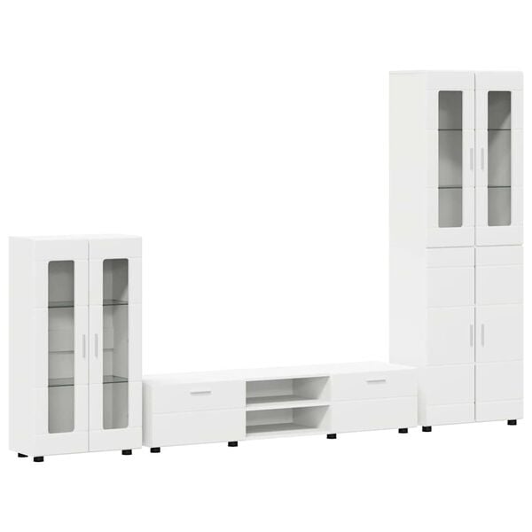 vidaXL TV Cabinet Set with Drawer FLORIN White Engineered Wood