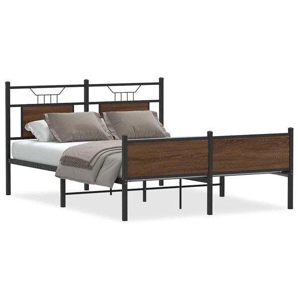 vidaXL Bed Frame without Mattress Brown Oak 150x200 cm King Size Engineered Wood