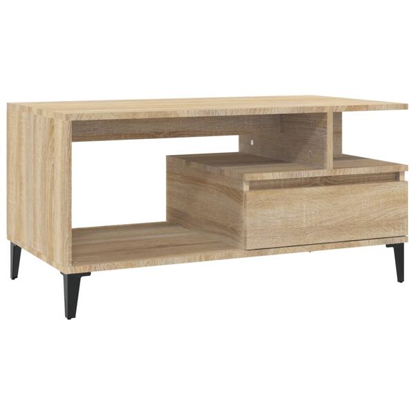 vidaXL Coffee Table Sonoma Oak 90x49x45 cm Engineered Wood