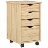 vidaXL Rolling Cabinet Brown 34 x 39 x 56 cm Solid Pine Wood