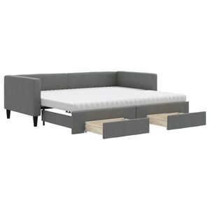 vidaXL Daybed with Trundle and Drawers Dark Grey 90x190 cm Fabric