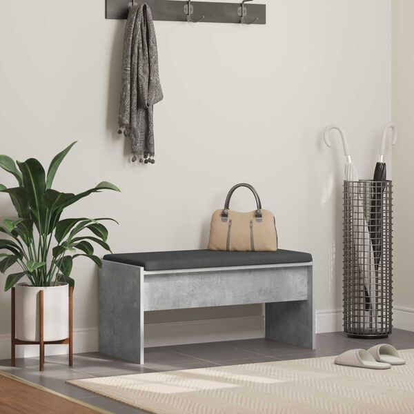 vidaXL Hall Bench with Cushion Concrete Grey 83 x 38 x 40 cm