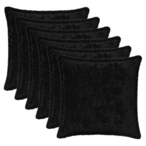 vidaXL Cushion Cover 6 pcs HOUTEN Black 30 x 30 cm Faux Rabbit Fur