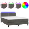 vidaXL Box Spring Bed with Mattress&LED Dark Grey 140x200cm Velvet