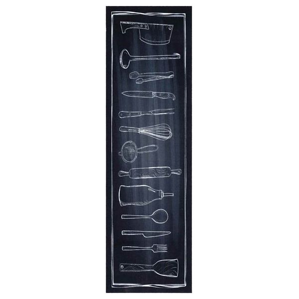 vidaXL Kitchen Rug Black 150 x 45 cm Velvet