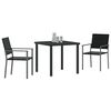 vidaXL Garden Dining Set 3 pcs Black PE Rattan